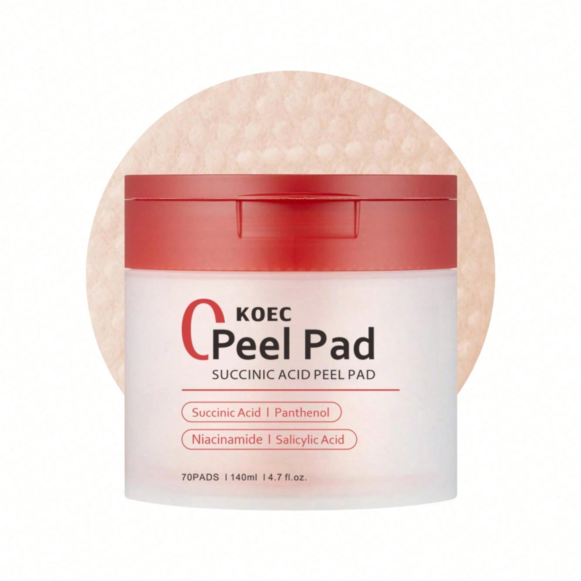 Skincare Non Comedogenic - トナーパッド レッドサクシニン酸パンテノール配合 フェイシャルピーリングパッド、AHA BHA ナイアシンアミド配合、ニキビができやすい肌のための優しいピーリング、鎮静効果のあるノンコメドジェニックフェイシャルパッド、すべての肌タイプに、バレンタインデーギフト、韓国スキンケア