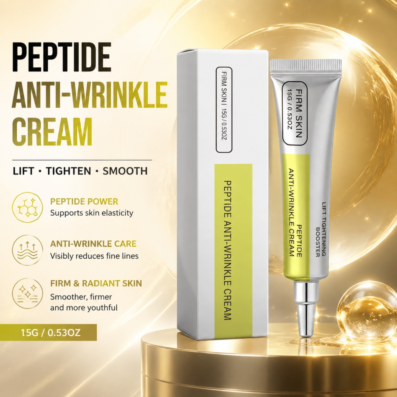 Skincare Skintific - ペプチドレチノールフェイスクリーム、引き締め、なめらか、保湿、小じわケア、目元・顔・首用、デイリー韓国スキンケア