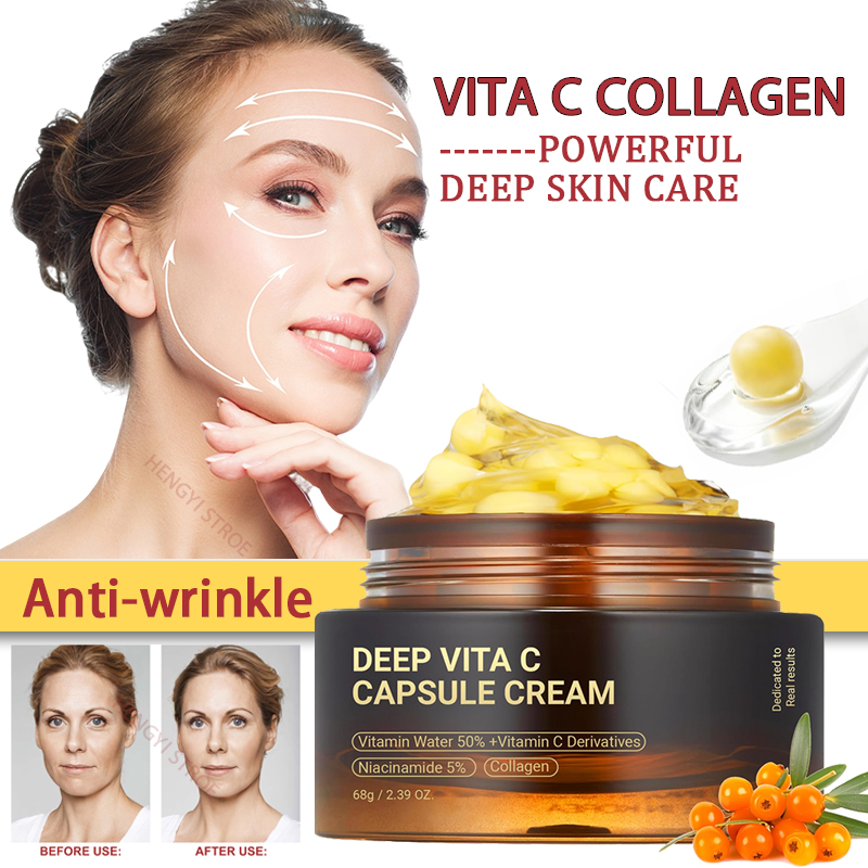 Skincare Korea - 抗シワビタ C カプセルクリームコラーゲンフェイスアンチエイジングジェル引き締め修復フェードライン韓国スキンケア製品 2.39 オンス