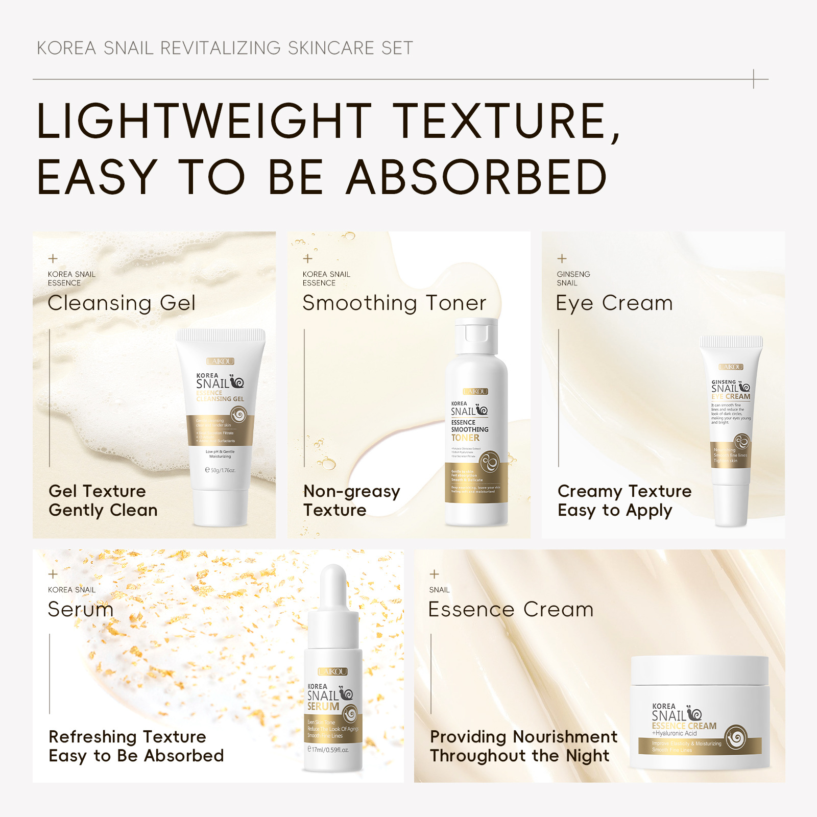 5 個箱入り韓国カタツムリスキンケアセットカタツムリフェイス - Skincare Korea のレビューと価格