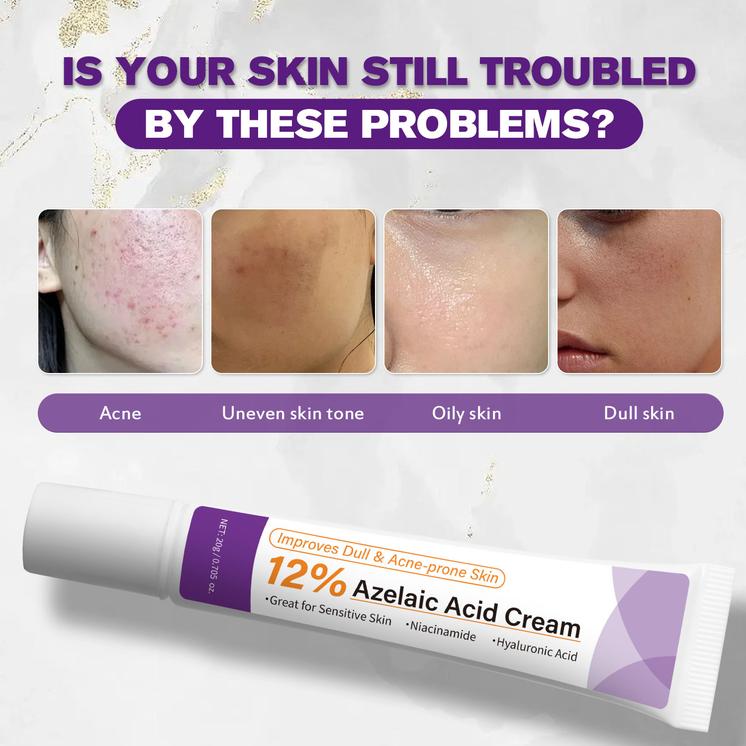マイルドなアゼライン酸クリームは、くすんだ肌を改善し、荒れた - Skincare Skintific のレビューと価格